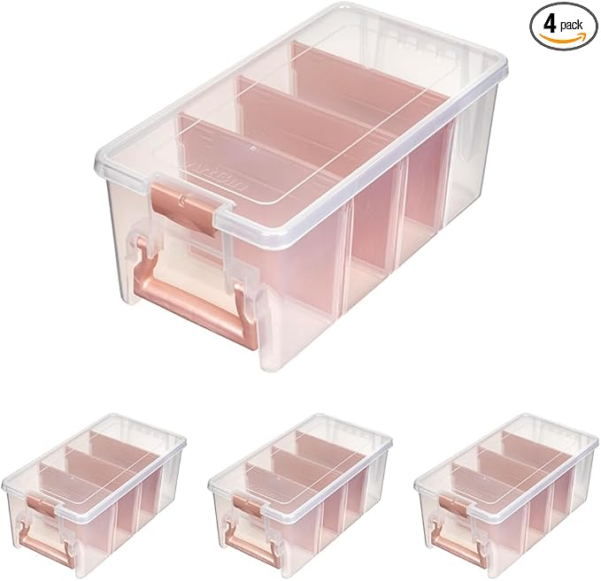 ArtBin Semi Satchel Portable Craft Organizer with 3 Dividers - Clear Plastic Storage Case for Art & Craft Supplies (Pack of 4)