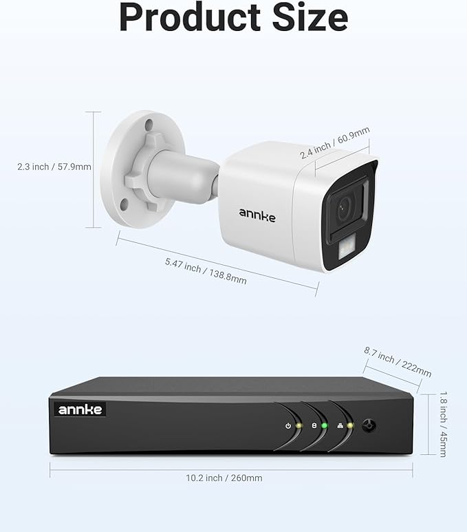 ANNKE Home Wired Camera Security System with Audio, 8CH 3K Lite H.265+ AI DVR with 1 TB Hard Drive and 8 X 1080P IP67 Weatherproof Cameras with Dual Light, Human/Vehicle Detection, Color Night Vision