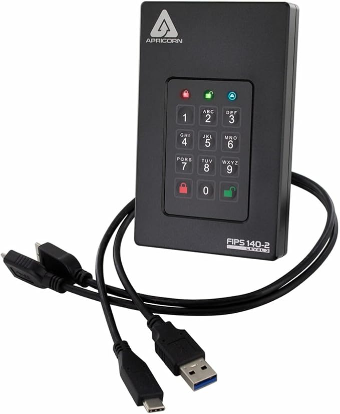 Apricorn 1TB Aegis Fortress L3- FIPS Level 3 Validated USB 3.0 Hardware Encrypted Portable Drive (AFL3-1TB)