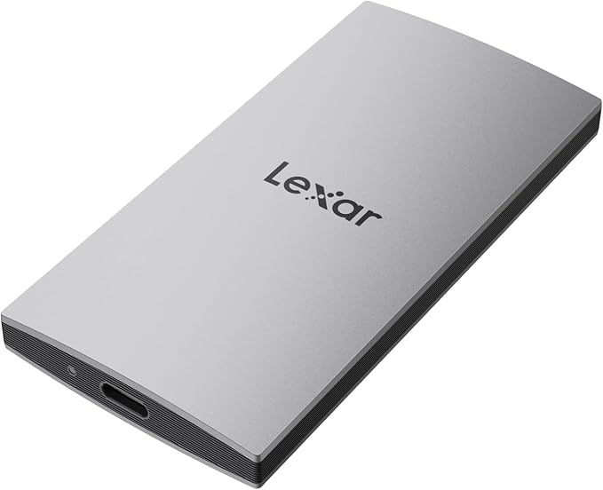 Lexar ES3 1TB External SSD, USB 3.2 Gen2 Portable SSD, PSSD Up to 1050MB/s Read, 1000MB/s Write, External Solid State Drive Compatible with iPhone 16/15 Series/Mac/PS5/XBOX/Laptop/PC, Silver