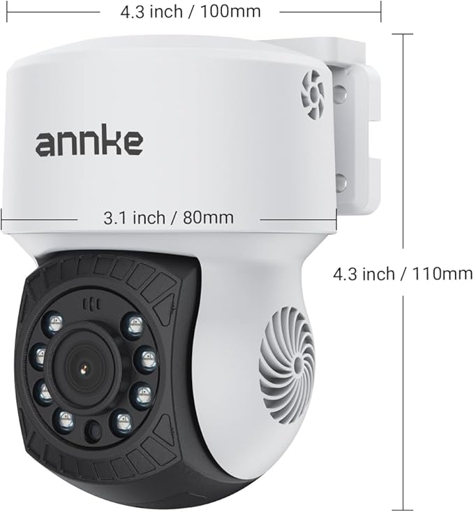 ANNKE 1080P 2MP AHD CCTV Home Surveillance Dome PT Wired Camera with 350° pan and 90° tilt, 100ft IR Night Vision, IP65 Weatherproof Security Add–On Cam for Outdoor Use, Wide Compatibility - APT200