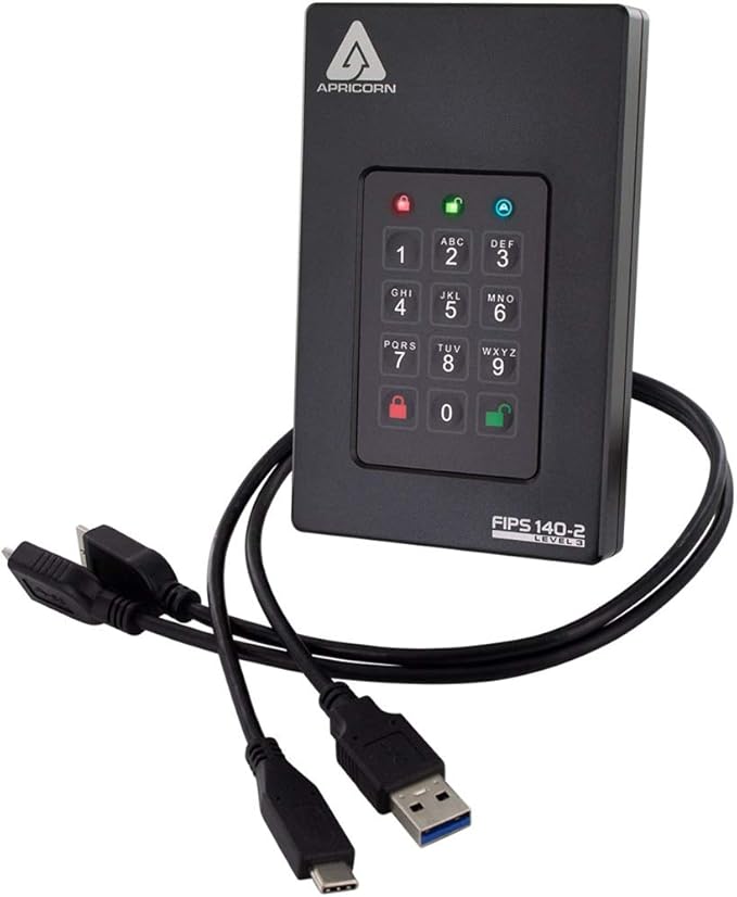 Apricorn 3TB Aegis Fortress L3- FIPS Level 3 Validated USB 3.0 Hardware Encrypted Portable Drive (AFL3-3TB)