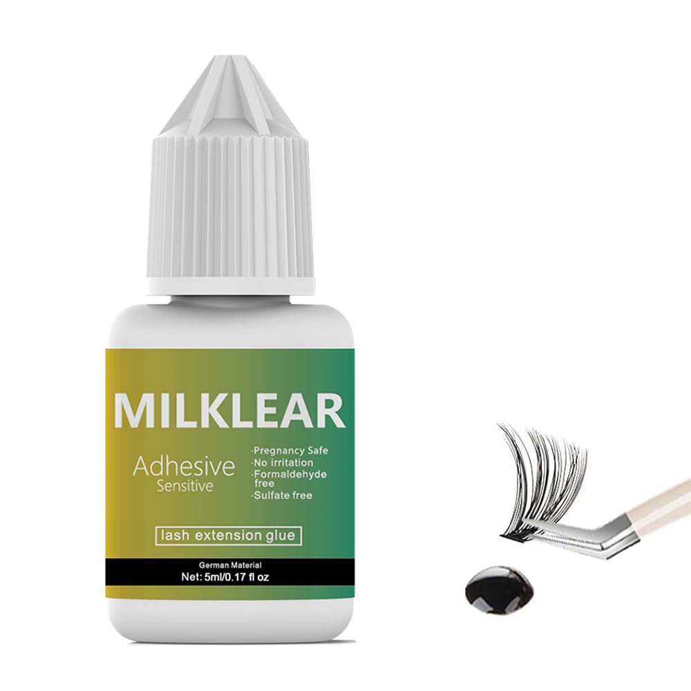 Lash Cluster Glue Waterproof, DIY Lash Extension Glue Sensitive Eyes,Individual Lash, DIY at Home, No Fumes, Last 2-3 Weeks, for Self Application or Salon Professionals 5ml