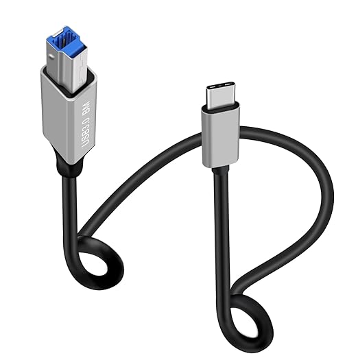 USB 3.0 Printer Cable Super Speed 5Gbps USB 3.0 Type C to B Male Cable for Scanner, External Hard Drives, Multifunction Printers etc (Typ C Silvery, 1 m)