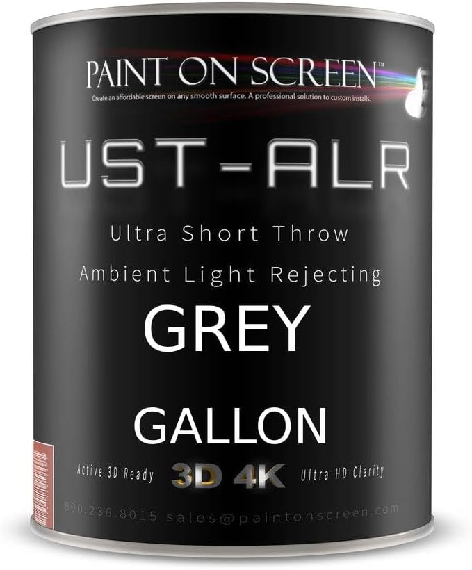 Projector Screen Paint with Ambient Light Rejection | UST Projector Screen Paint For Picture Perfect 1080 HD and 4K UHD Clarity in High Ambient Light Spaces | Matte Gray, 1 Gallon