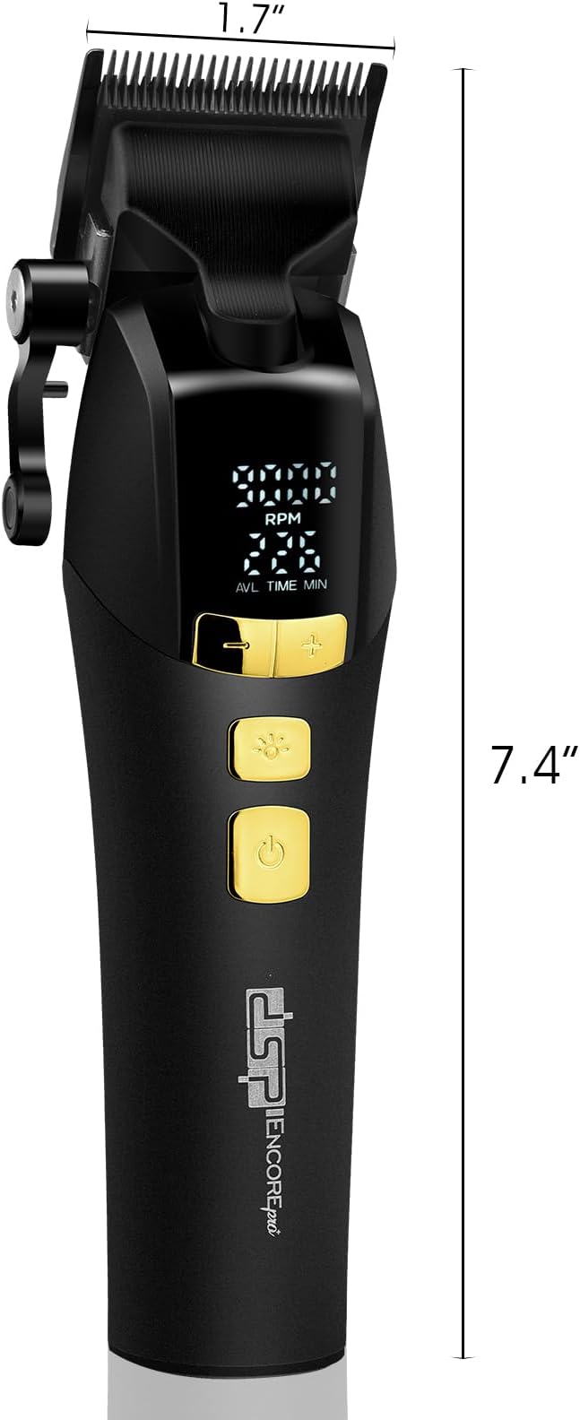 DSP Hair Clipper for Men Professional, Cordless DLC Coated Ceramic Blade, Five-Speed Adjustable 9000RPM, Hair Cutting Tool for Barbers, with Indicator Light Plug and Play, Black