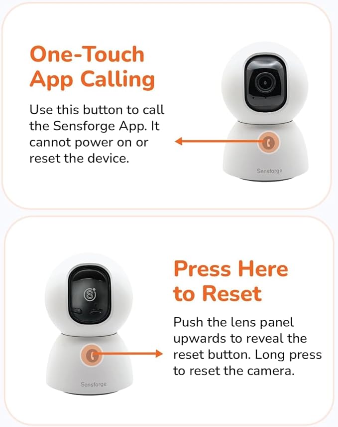 Sensforge 2.5K White Indoor Pan-Tilt Dome Security Camera (2-Pack), AI Human & Pet Detection, 360° Coverage, Two-Way Audio, Dual-Band Wi-Fi (2.4G/5G), 64GB SD Card Included, No Monthly Fees