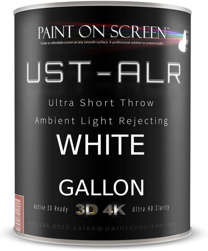 Projector Screen Paint with Ambient Light Rejection | UST Projector Screen Paint For Picture Perfect 1080 HD and 4K UHD Clarity in High Ambient Light Spaces | Matte White, 1 Gallon