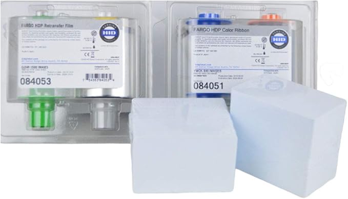 Fargo 84051 YMCK (500 Print Yield) + Fargo 84053 Transfer Film (1500 Transfer) + 200 Premium White PVC CR80.30 Cards - My ID City