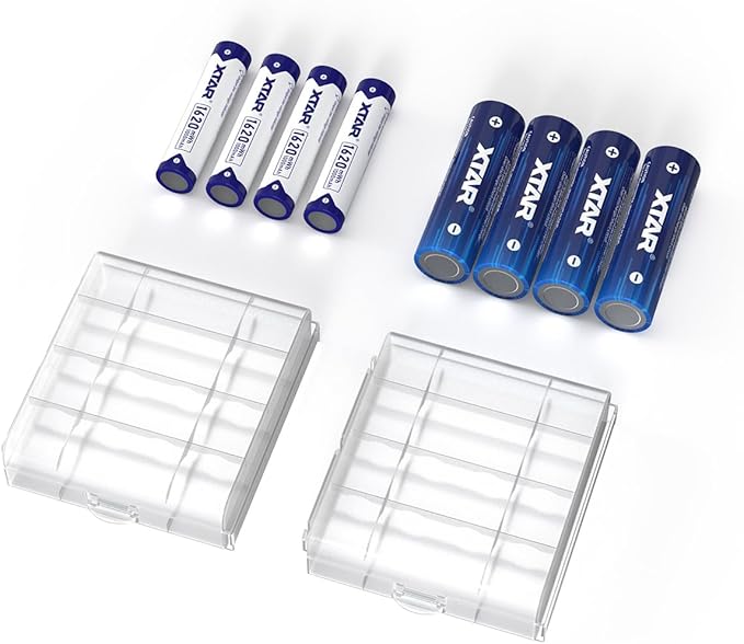 XTAR 1.5V AA AAA Batteries 4-Pack (4X AA 4150mWh + 4X AAA 1620mWh) - Pilas Recargables de Litio, High Capacity Rechargeable Batteries for Electronics, Toys, Flashlights