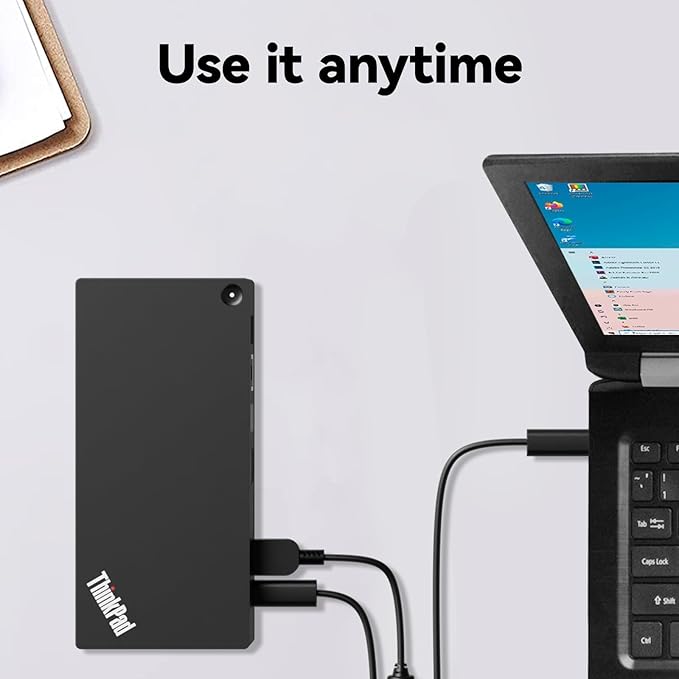 Thinkpad 40AY0090 Universal Hybrid USB-C with USB-A Docking Station for Lenovo Laptop, 3 External Displays, Comes with ITSPWR HDMI 4K Cable + DP Cable+ Cleaning Cloth