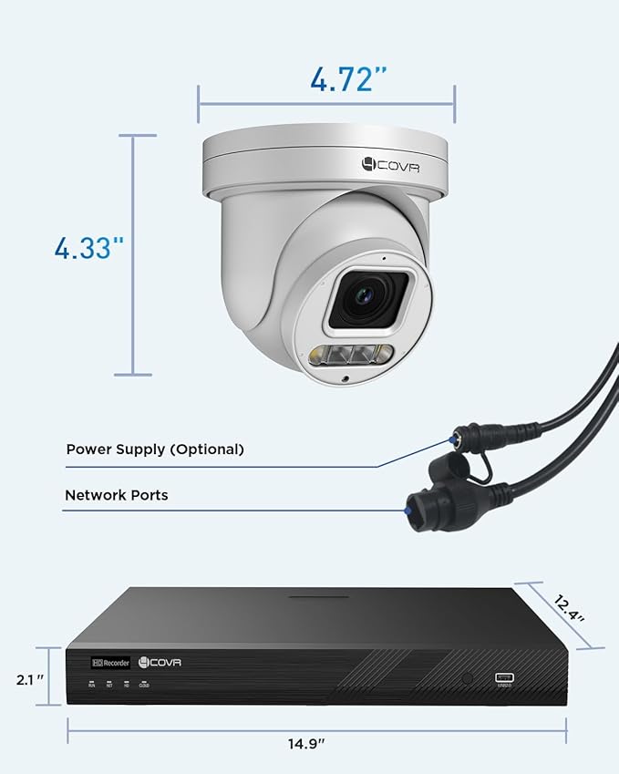 4COVR 16 Channel PoE PTZ Security Camera System 4K, 12X 8MP IP PTZ Camera Two Way Audio, 280° Pan 90° Tilt 5X Optical Zoom, Smart Color Night Vision, Human Vehicle Detection, NVR 4TB HDD, LY5XCP8M1612