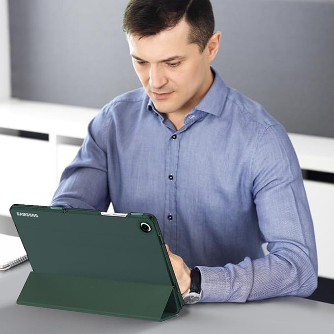 MoKo Case for Galaxy Tab A11+ Plus/A9+ 11-Inch 2025/2023, Slim Stand Protective Smart Cover with Hard PC Translucent Back Shell for Galaxy Tab A11+/A9 Plus Tablet, Auto Wake/Sleep, Midnight Green