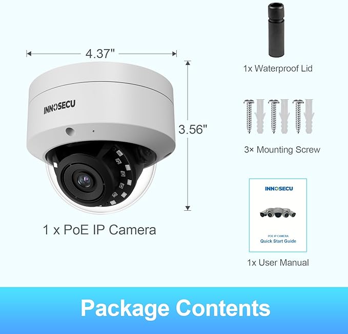 8MP Dome PoE Camera, IP Security Surveillance Camera @30fps, Vandal-Proof IK10, Waterproof IP67, Built-in Mic, 2.8mm Lens 110°, Human & Vehicle Detection, No PT Supported. IND8VR54A (White)