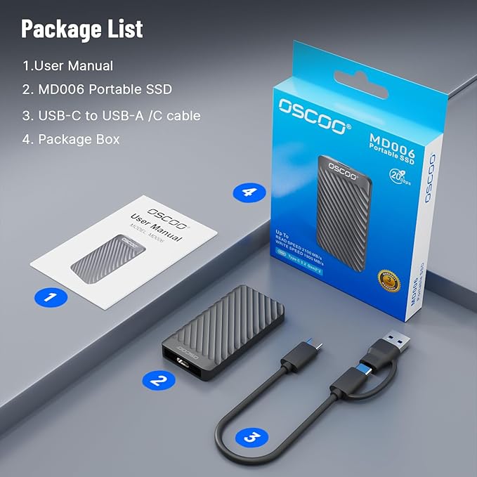 2TB External Hard Drive, Up to 2100MB/s, USB 3.2 Gen 2 Portable SSD, External Solid State Drive for Mac, Windows PC, Laptops, Gaming, iPhone — Ideal for File Backup, Content Creators & Videographers
