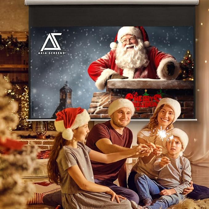 Akia Screens 100 inch Projector Screen Pull Down Manual B 16:10 8K 4K HD 3D Ceiling Wall Mount White Portable Projection Screen Retractable Auto Locking for Indoor Movie Home Theater Office AK-M100X1