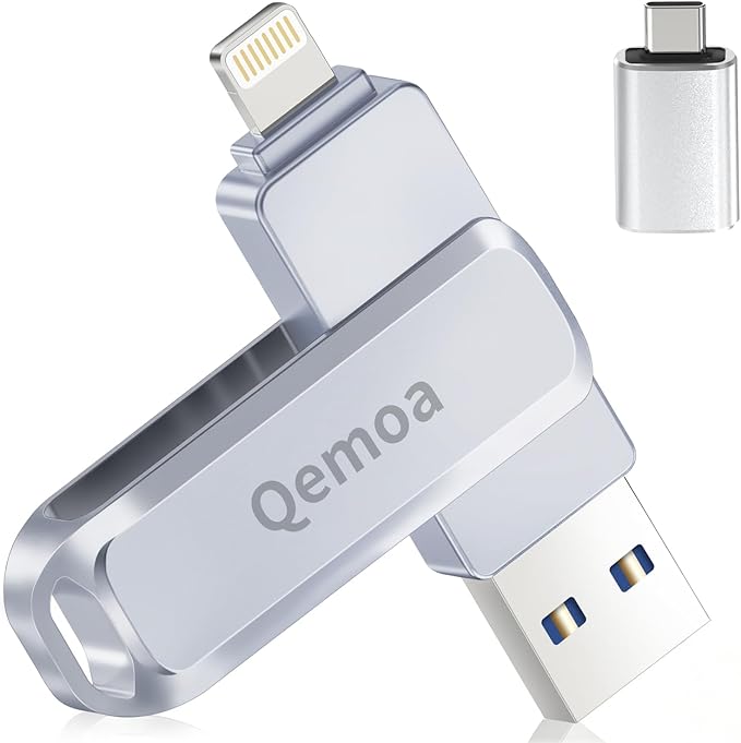 MFi Certified 256GB Flash Drive Photo Stick for iPhone, External Memory Photo Keeper Storage for Data Saver/Backup/Transfer Files/Picture/Video/iPhone/iPad/iOS/Android/PC (Gray)Available Space: ~244GB