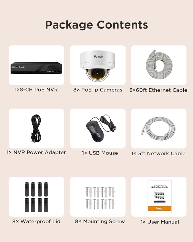 PoE Security Camera System 4K, 8X 8MP IK10 Vandal Proof Dome Cameras Outdoor, AI Human Vehicle Detection, Smart Color Night Vision, 2 Way Audio, 4K 8CH PoE NVR with 2TB HDD, PD54Y0808-8M