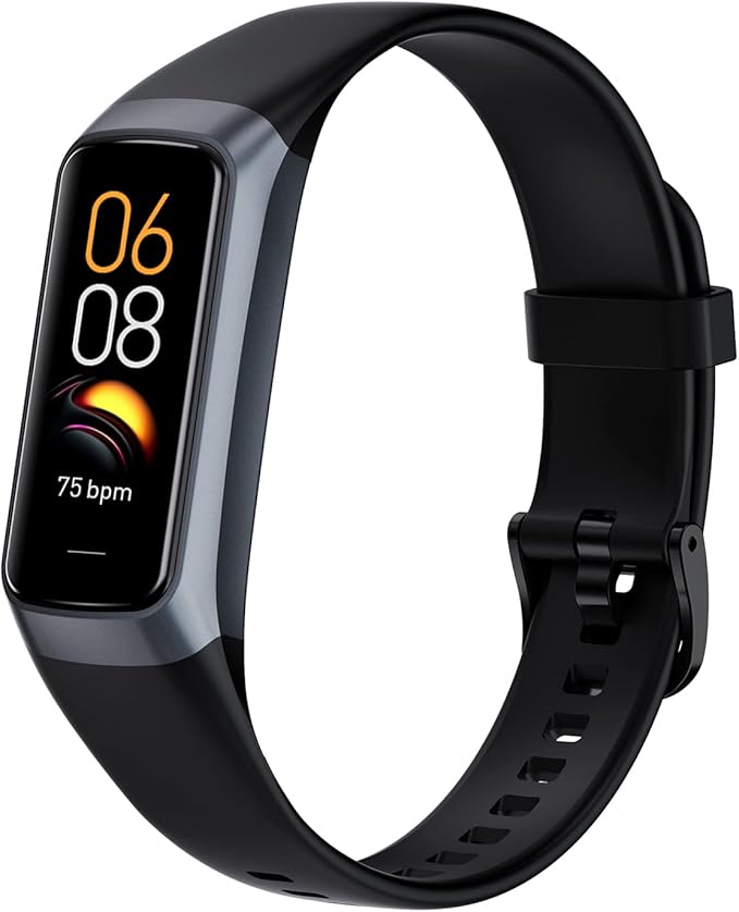 Fitness Tracker with 24/7 Blood Oxygen Heart Rate and Sleep Monitor,IP68 Waterproof,1.10''AMOLED Touch Color Screen,Step Counter Health Activity Trackers for Women Men (Black)
