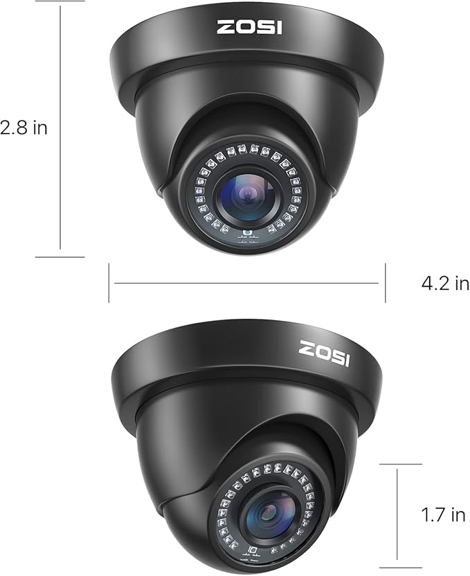 ZOSI 4 Pack 1080P 1920TVL HD-TVI Dome Security Cameras,Night Vision,2MP Indoor Outdoor Home Surveillance CCTV Camera for 1080P/5MP/4K TVI Analog DVR