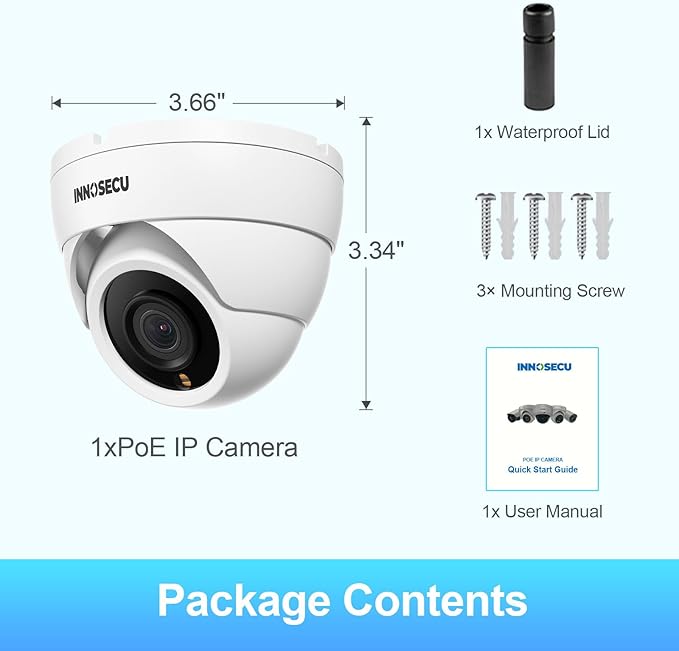 PoE Camera 4MP, Security IP Dome Camera for Outdoor Indoor Use, Buil-in Mic, 2.8mm Lens Wide Angle 110°, B/W Night Vision, Smart Motion Detection, Human&Vehicle Detection, IND4FR94C (White)