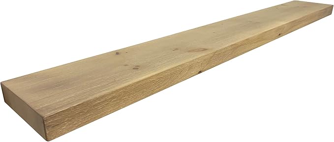 joelsantiques 60 Inch Wooden Floating Shelves for Wall - 60x8x2 in - Made of Natural Wood - Long Wall Shelves for Bedroom - Perfect for Living Room, Kitchen - Made in USA - Beige