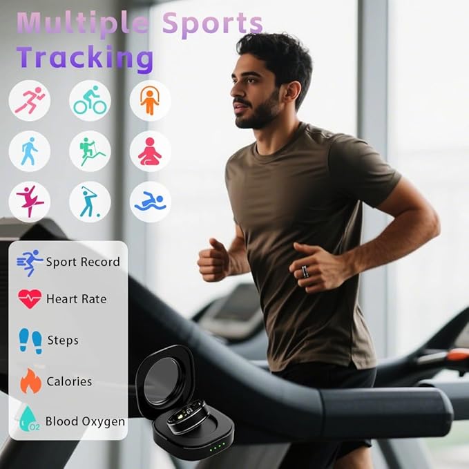 Smart Ring for Men Women – Fitness Tracker Ring with Heart Rate, SpO2, Blood Pressure, Sleep Monitoring, Step & Calorie Counter, No Subscription Fee, iOS & Android Compatible (Black, 10)