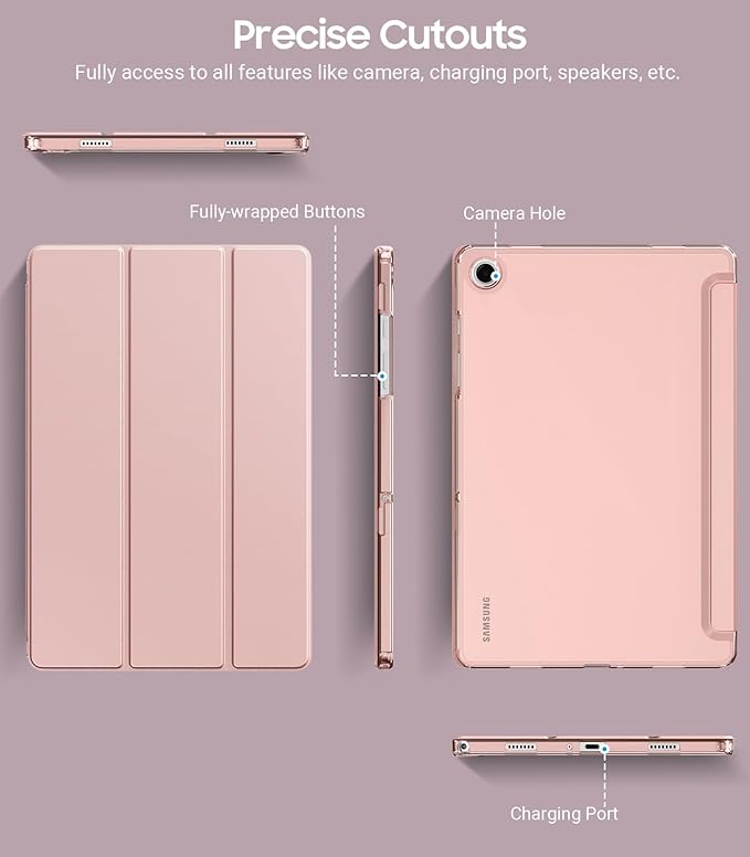 TiMOVO Case for Samsung Galaxy Tab A9+/A9 Plus 11" 2023, Slim Soft TPU Translucent Frosted Back Protective Cover for Galaxy Tab A9+ Tablet SM-X210/X216/X218, Auto Wake/Sleep, Rose Gold