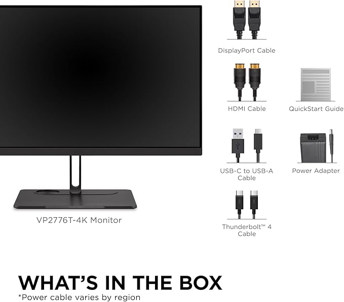 ViewSonic VP2776T-4K 27 Inch 4K UHD IPS Docking Monitor with Advanced Ergonomics, Thunderbolt 4, 100% sRGB Rec 709, Pantone Validated, USB C, HDMI 2.1, and DP Daisy Chain for Home and Office