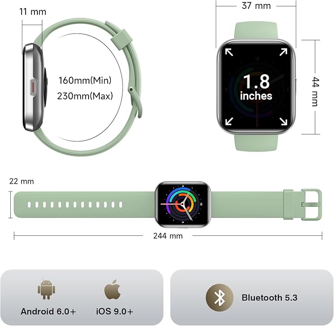 Smart Watches for Women Men, 1.85" Screen Smartwatch Compatible iPhone Android Phone Answer/Make Call, 24/7 SpO2 Sleep Heart Rate Monitor,3ATM Waterproof, Fitness Traker 120+Sport ( 2 Bands Included)