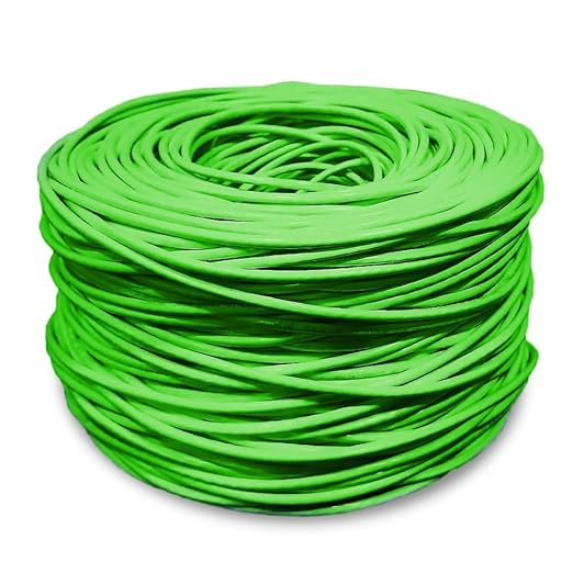 Dripstone CAT6 Ethernet Cable 1000ft Bulk Network LAN Wire 23AWG Solid UTP 550MHz High-Speed Internet Cable Gaming, Streaming, Office, Home Use, Pull Box, Cat6 Bulk, Stable Connectivity - Neon Green