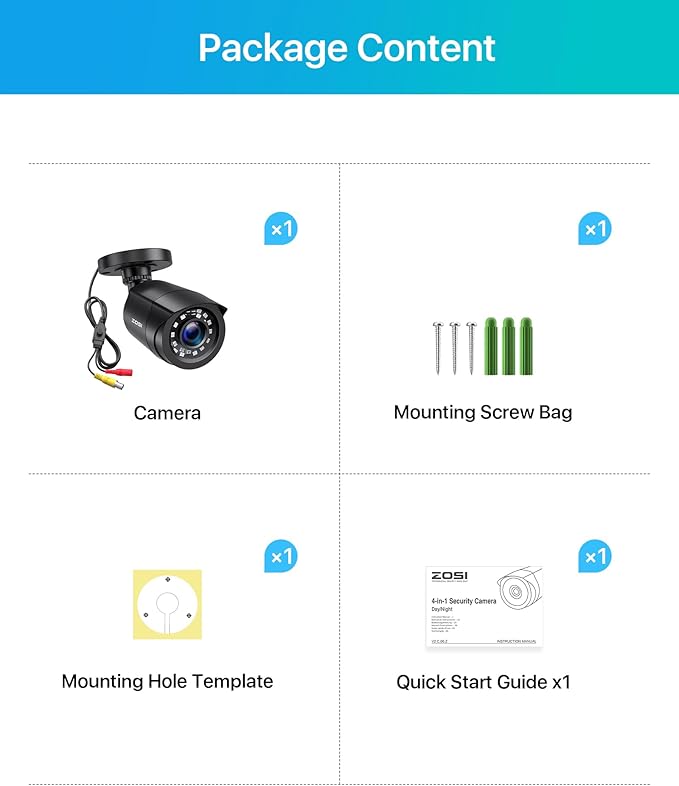 ZOSI 2.0MP 1080p 1920TVL Outdoor Indoor Security Camera,Hybrid 4-in-1 TVI/CVI/AHD/CVBS CCTV Camera,80ft IR Night Vision Weatherproof For 960H,720P,1080P,5MP,4K analog Home Surveillance DVR System