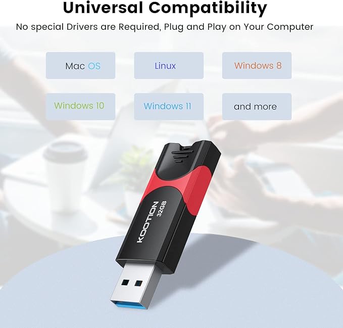 32GB USB 3.0 Flash Drive 10 Pack KOOTION Thumb Drive 3.0 Retractable 32G Zip Drive Ultra High Speed USB Stick Jump Drive Rugged Memory Stick with LED Indicator for Data Storage and Transfer