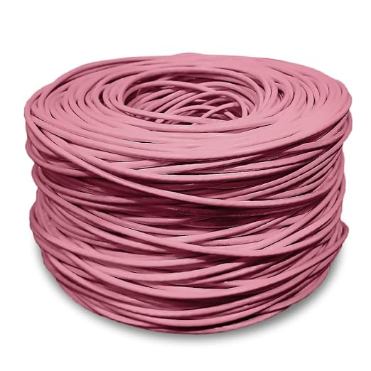 Dripstone CAT6 Ethernet Cable 1000ft Bulk Network LAN Wire 23AWG Solid UTP 550MHz High-Speed Internet Cable Gaming, Streaming, Office, Home Use, Pull Box, Cat6 Bulk, Stable Connectivity - Pink