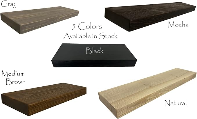 joelsantiques - 24 Inch Wooden Floating Shelves for Wall - 24x8x2 in - Made of Natural Wood - Short Heavy Duty Rustic Wall Shelves for Bedroom - Perfect for Living Room, Kitchen - Black