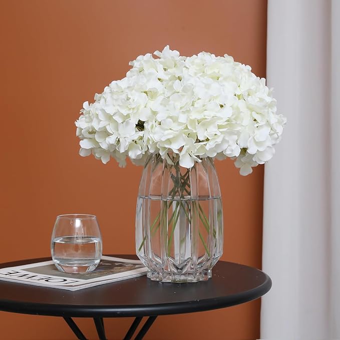 Tifuly Hydrangea Artificial Flowers with Stems 12pcs Fake Hydrangea Silk Flowers Faux Hydrangea Flowers Heads for Wedding Centerpiece Home Party Baby Shower Decor(Off White)
