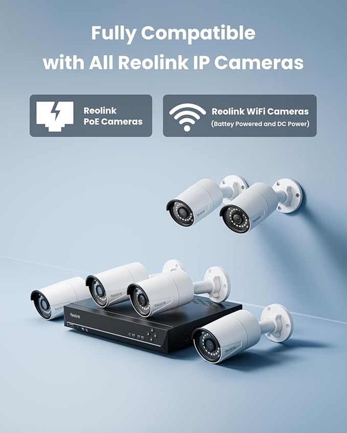 REOLINK 8CH 5MP Home Security Camera System, 6pcs Wired Outdoor PoE IP Cameras with Person/Vehicle/Pet Detection, 4K/8MP 8CH NVR with 2TB HDD for 24-7 Recording, RLK8-410B6-5MP