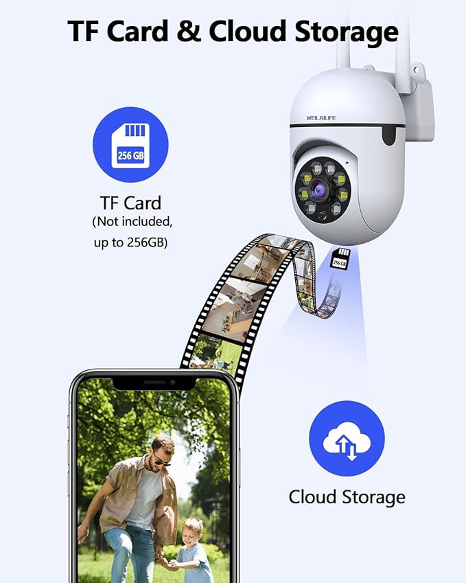 WEILAILIFE 【Auto Tracking & 2-Way Audio】 3MP Security Cameras Wireless Outdoor, PTZ WiFi Video Surveillance Cameras for Home Security