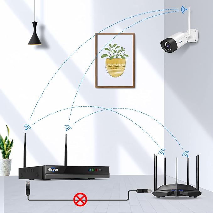 Hiseeu 2.5K 5MP WiFi Security Camera System Outdoor,Expandable 16CH 8MP NVR, 1TB HDD,Spotlight,2 Way Audio, IP66 Waterproof, Motion Alert, DC Power Plug-in, 24/7 Recording