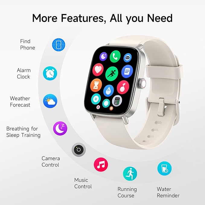 Smart Watch for Women, 1.85" HD Smartwatch Compatible iPhone/Samsung/Android (Answer/Make Calls), 100+ Sport Modes Fitness Tracker with Heart Rate/Sleep/SpO2 Monitor, IP68 (Beige)