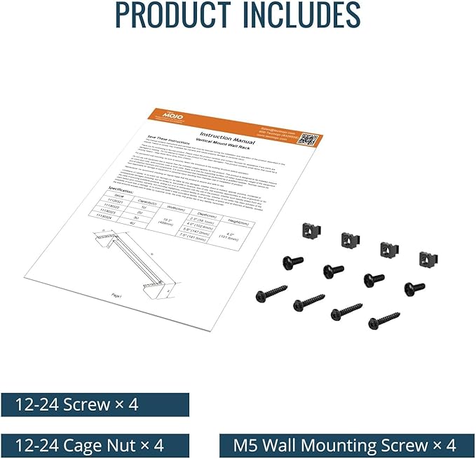 Tecmojo 1U Foldable Vertical Rack and Wall Mountable Patch Panel Bracket for 19" Server and Data Equipment