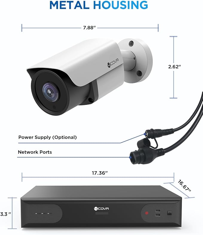 4COVR 64 Channel Security Camera System PoE & AI Human/Vehicle Detection, UtraHD 8MP NVR 16TB HDD, 48Pcs 5MP Commercial Bullet IP Camera IP67 Night Vision, 24/7 Business Surveillance, LY37EX5M6448