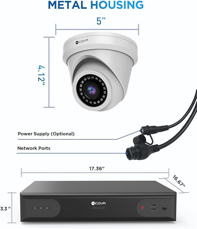 4COVR 4K PoE 64 Channel Security Camera System & AI Human Vehicle Detection, UtraHD 8MP NVR 16TB HDD, 48Pcs 8MP Commercial Dome IP Camera IP67 Night Vision, 24/7 Business Surveillance, LY97AX8M6448