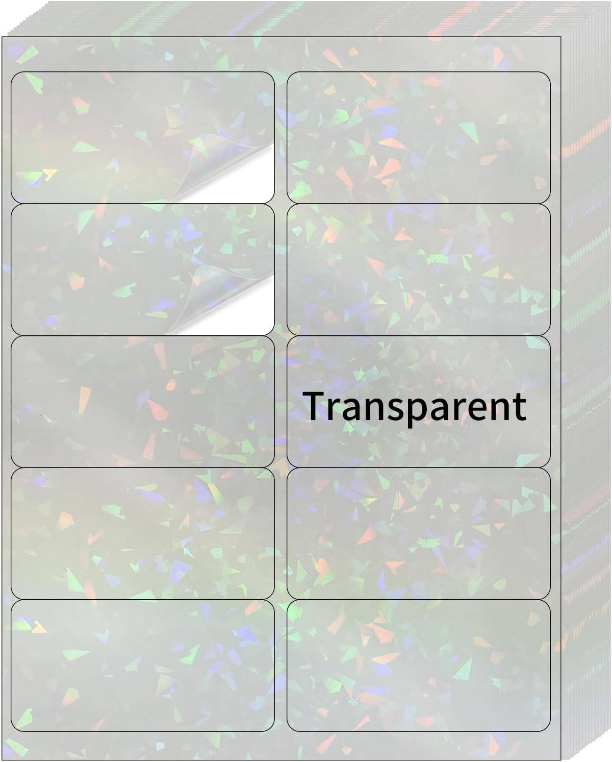 STARLIBOO Transparent Stickers Labels - 2" x 4" Clear Address Labels Mailing Stickers for Laser/Inkjet Printer 8.5"Ã11"- 200 Labels (Clear Holographic)