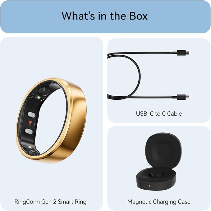 RingConn Gen 2, World’s First Smart Ring with Sleep Apnea Monitoring, No APP Subscription, 12-Day Battery Life, Stress/Heart Rate/Women's Health Tracker, Android & iOS Compatible (Rose Gold, Size 6)