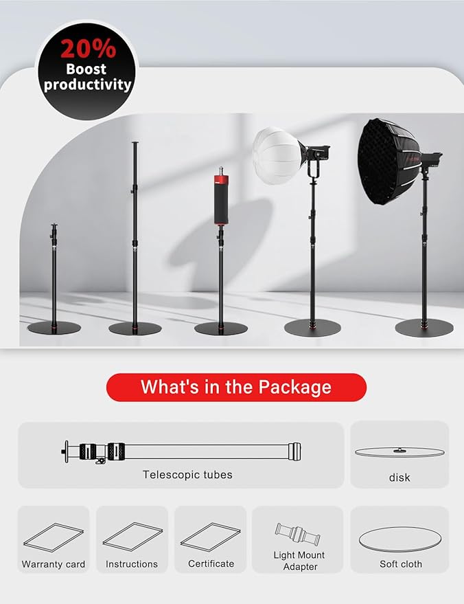 IFOOTAGE A400 Round Base Monopod, 79'' Light Stand Tripod Alternative, Aluminum Studio Camera Tripod Monopod Stand for Video Recording, Live Streaming, Interview, Payload 22lb