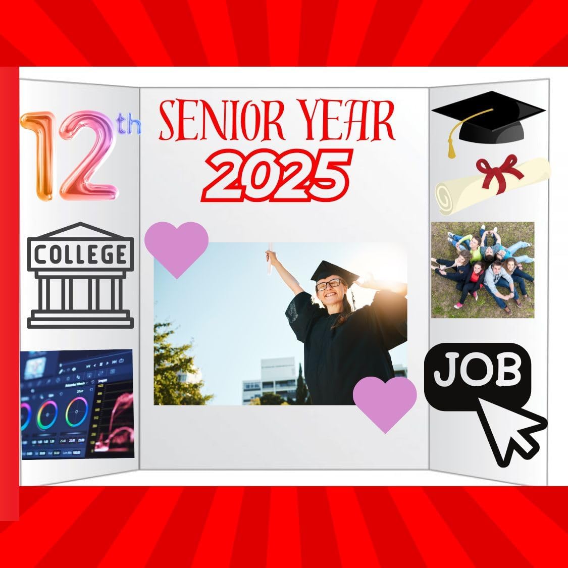 PJ Goods 10 Pcs (36 x 48 inches) Black Folding Poster Board for Science Fair Presentation Displays, School Projects, Business Displays, 4H, Sports, Graduation/Senior Night Lightweight,Foldable (10)