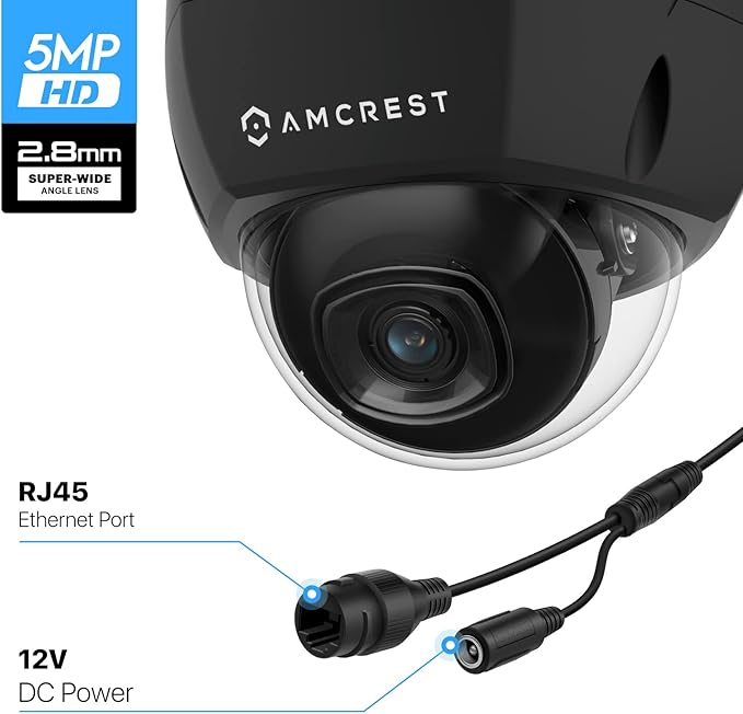 Amcrest 4K 8CH Security Camera System w/ 4K 8CH POE NVR, (4) x 8-Megapixel Dome POE IP Cameras (3840x2160), Pre-Installed 2TB Hard Drive, NV4108E-IP8M-2493EB4-2TB (Black)