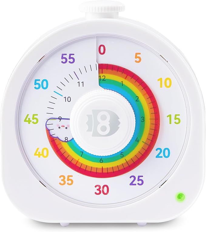 Visual Timer for Kids â 60min/12h Rainbow Magnetic Timer for Classroom, Rechargeable Silent Countdown Timer with Pomodoro Mode, ADHD Time Management Tool