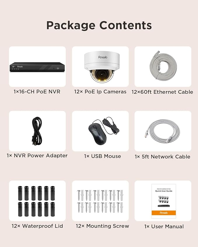 16 Channel Security Camera System, 12x 8MP IK10 Vandal Proof Dome Camera Outdoor, Human Vehicle Detection, Color Night Vision, 2 Way Audio 24-7 Recording, 4K 16CH NVR 4TB HDD, PD54Y1216-8M